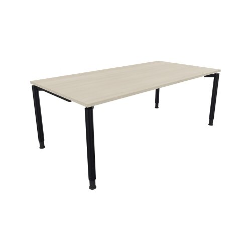Schreibtisch all in one 2.000 x 680-820 x 1.000 mm (B x H x T) Vierfuß Rundrohr akazie hell
