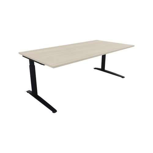 Schreibtisch all in one 2.000 x 650-850 x 1.000 mm (B x H x T) Flachkufe Quadratrohr akazie hell