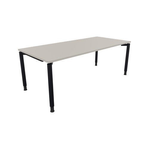 Schreibtisch all in one 2.000 x 680-820 x 900 mm (B x H x T) Vierfuß Rundrohr lichtgrau