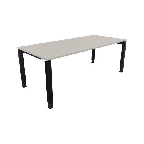 Schreibtisch all in one 2.000 x 680-820 x 900 mm (B x H x T) Vierfuß Quadratrohr lichtgrau