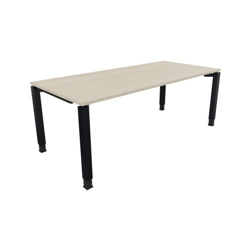 Schreibtisch all in one 2.000 x 680-820 x 900 mm (B x H x T) Vierfuß Quadratrohr akazie hell