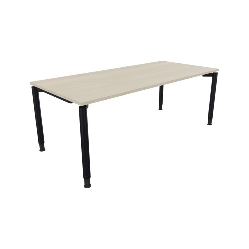 Schreibtisch all in one 2.000 x 680-820 x 900 mm (B x H x T) Vierfuß Rundrohr akazie hell