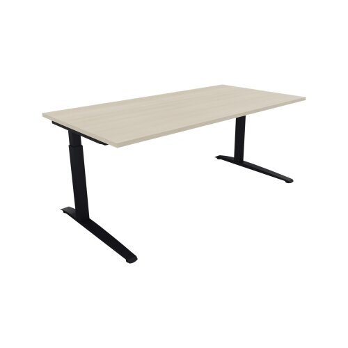 Schreibtisch all in one 1.800 x 650-850 x 900 mm (B x H x T) Flachkufe Quadratrohr akazie hell