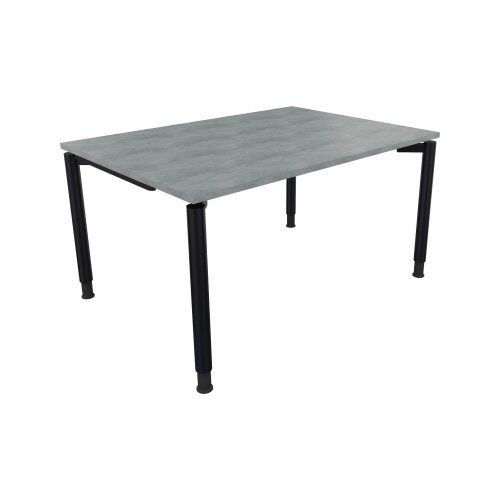 Schreibtisch all in one 1.400 x 680-820 x 1.000 mm (B x H x T) Vierfuß Rundrohr beton hell