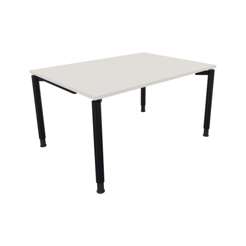 Schreibtisch all in one 1.400 x 680-820 x 1.000 mm (B x H x T) Vierfuß Rundrohr diamantweiß