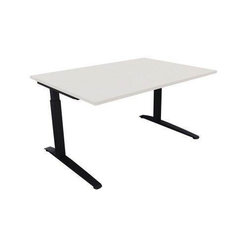 Schreibtisch all in one 1.400 x 650-850 x 1.000 mm (B x H x T) Flachkufe Quadratrohr diamantweiß