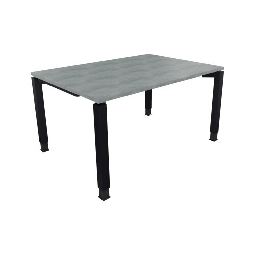 Schreibtisch all in one 1.400 x 680-820 x 1.000 mm (B x H x T) Vierfuß Quadratrohr beton hell