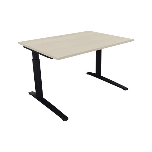 Schreibtisch all in one 1.200 x 650-850 x 900 mm (B x H x T) Flachkufe Quadratrohr akazie hell