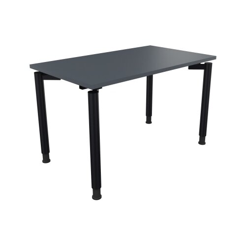 Schreibtisch all in one 1.200 x 680-820 x 700 mm (B x H x T) Vierfuß Rundrohr lavagrau