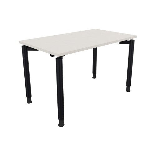 Schreibtisch all in one 1.200 x 680-820 x 700 mm (B x H x T) Vierfuß Rundrohr diamant weiß