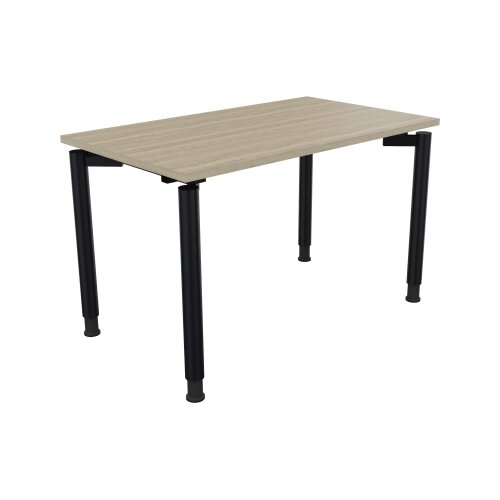 Schreibtisch all in one 1.200 x 680-820 x 700 mm (B x H x T) Vierfuß Rundrohr eiche natur