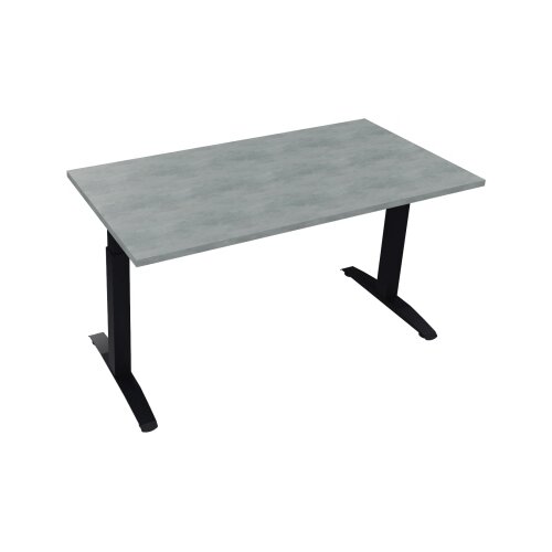 Schreibtisch all in one 1.400 x 650-850 x 700 mm (B x H x T) Flachkufe Quadratrohr beton hell