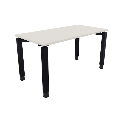 Schreibtisch all in one 1.400 x 680-820 x 700 mm (B x H x T) Vierfuß Quadratrohr diamant weiß