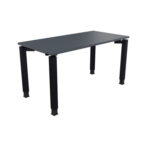 Schreibtisch all in one 1.400 x 680-820 x 700 mm (B x H x T) Vierfuß Quadratrohr lavagrau