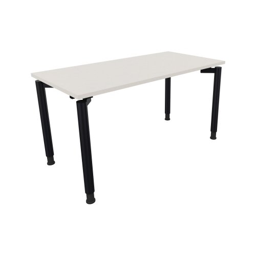 Schreibtisch all in one 1.400 x 680-820 x 700 mm (B x H x T) Vierfuß Rundrohr diamant weiß
