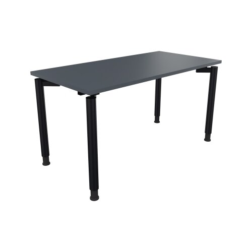 Schreibtisch all in one 1.400 x 680-820 x 700 mm (B x H x T) Vierfuß Rundrohr lavagrau
