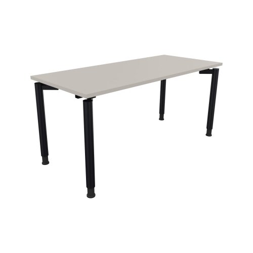 Schreibtisch all in one 1.600 x 680-820 x 700 mm (B x H x T) Vierfuß Rundrohr lichtgrau