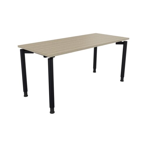Schreibtisch all in one 1.600 x 680-820 x 700 mm (B x H x T) Vierfuß Rundrohr eiche natur