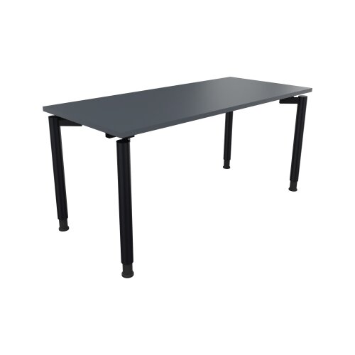 Schreibtisch all in one 1.600 x 680-820 x 700 mm (B x H x T) Vierfuß Rundrohr lavagrau