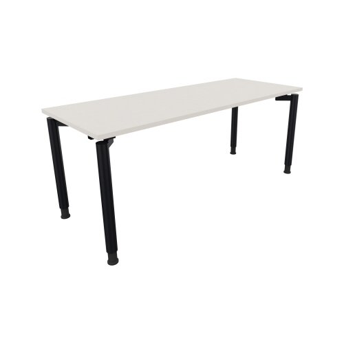 Schreibtisch all in one 1.800 x 680-820 x 700 mm (B x H x T) Vierfuß Rundrohr diamant weiß