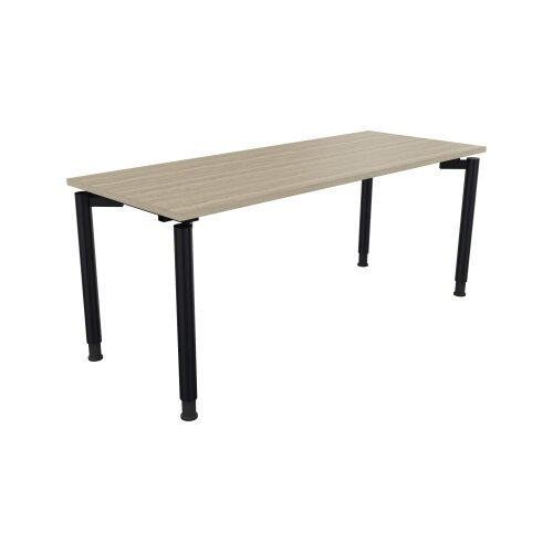 Schreibtisch all in one 1.800 x 680-820 x 700 mm (B x H x T) Vierfuß Rundrohr eiche natur