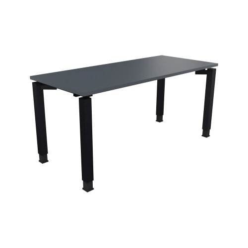 Schreibtisch all in one 1.600 x 680-820 x 700 mm (B x H x T) Vierfuß Quadratrohr lavagrau