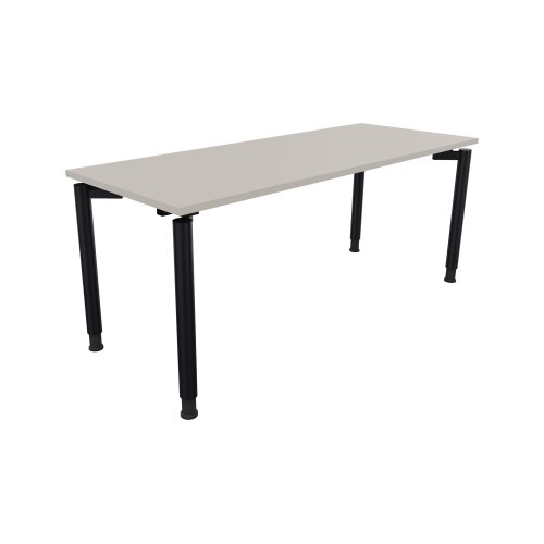 Schreibtisch all in one 1.800 x 680-820 x 700 mm (B x H x T) Vierfuß Rundrohr lichtgrau