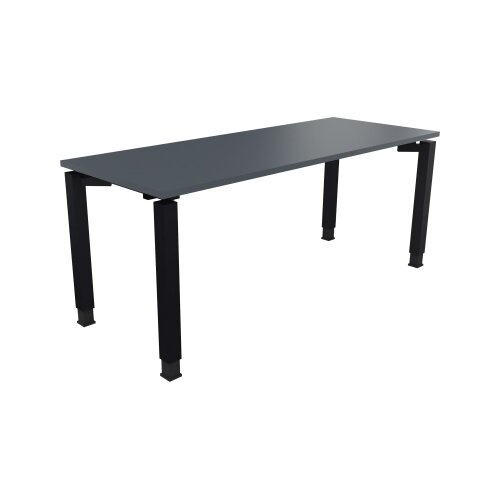 Schreibtisch all in one 1.800 x 680-820 x 700 mm (B x H x T) Vierfuß Quadratrohr lavagrau