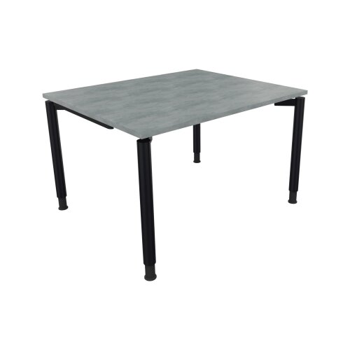 Schreibtisch all in one 1.200 x 680-820 x 1.000 mm (B x H x T) Vierfuß Rundrohr beton hell