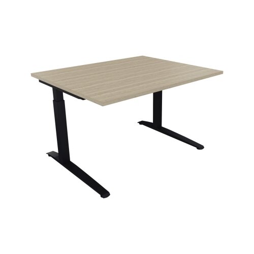 Schreibtisch all in one 1.200 x 650-850 x 1.000 mm (B x H x T) Flachkufe Quadratrohr eiche natur