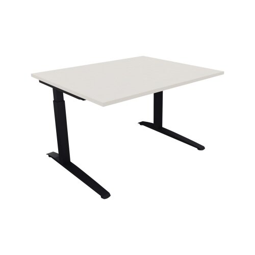 Schreibtisch all in one 1.200 x 650-850 x 1.000 mm (B x H x T) Flachkufe Quadratrohr diamantweiß