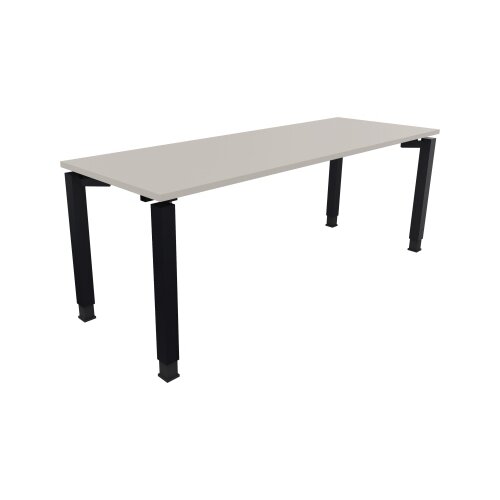 Schreibtisch all in one 2.000 x 680-820 x 700 mm (B x H x T) Vierfuß Quadratrohr lichtgrau