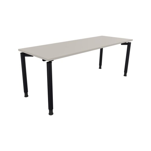 Schreibtisch all in one 2.000 x 680-820 x 700 mm (B x H x T) Vierfuß Rundrohr lichtgrau