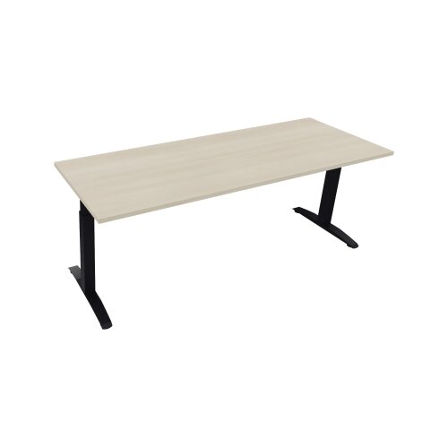 Schreibtisch all in one 2.000 x 650-850 x 700 mm (B x H x T) Flachkufe Quadratrohr akazie hell