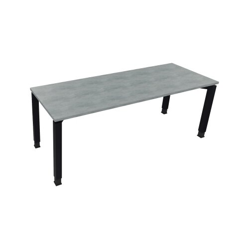 Schreibtisch all in one 2.000 x 680-820 x 700 mm (B x H x T) Vierfuß Quadratrohr beton hell