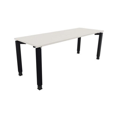Schreibtisch all in one 2.000 x 680-820 x 700 mm (B x H x T) Vierfuß Quadratrohr diamant weiß