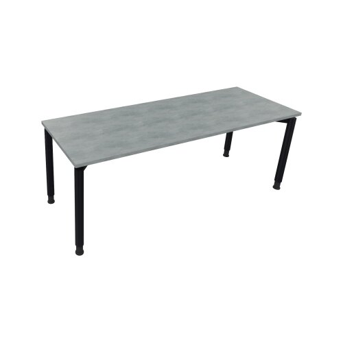Schreibtisch all in one 2.000 x 680-820 x 700 mm (B x H x T) Vierfuß Rundrohr beton hell