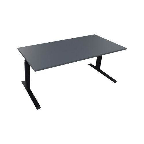 Schreibtisch all in one 1.800 x 645-1.275 x 800 mm (B x H x T) lavagrau