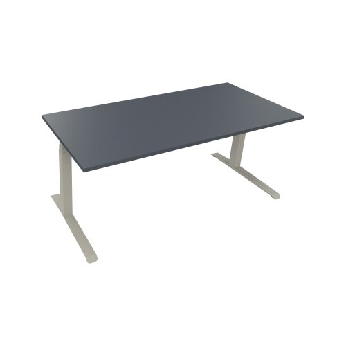 Schreibtisch all in one 1.800 x 645-1.275 x 800 mm (B x H x T) lavagrau