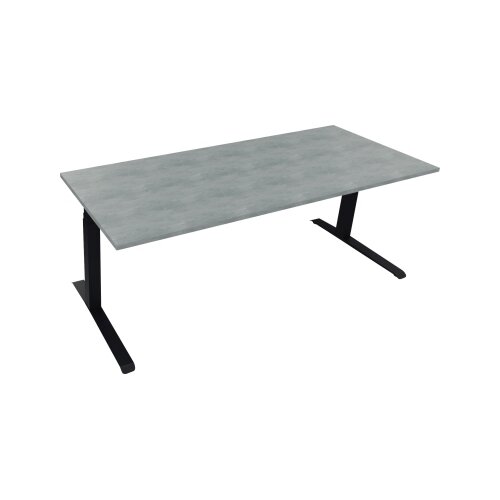Schreibtisch all in one 2.000 x 645-1.275 x 800 mm (B x H x T) beton hell