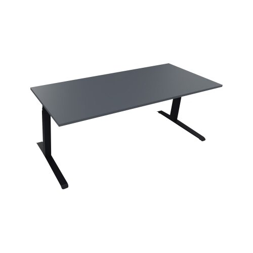 Schreibtisch all in one 2.000 x 645-1.275 x 800 mm (B x H x T) lavagrau