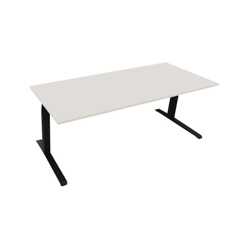 Schreibtisch all in one 2.000 x 645-1.275 x 800 mm (B x H x T) diamant weiß