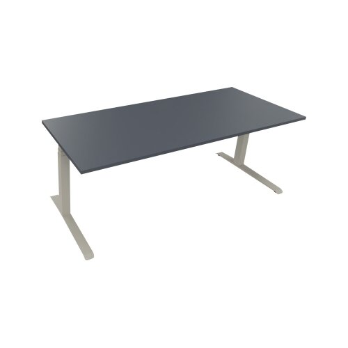Schreibtisch all in one 2.000 x 645-1.275 x 800 mm (B x H x T) lavagrau