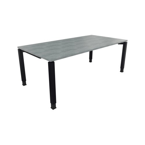 Schreibtisch all in one 2.000 x 680-820 x 1.000 mm (B x H x T) Vierfuß Quadratrohr beton hell