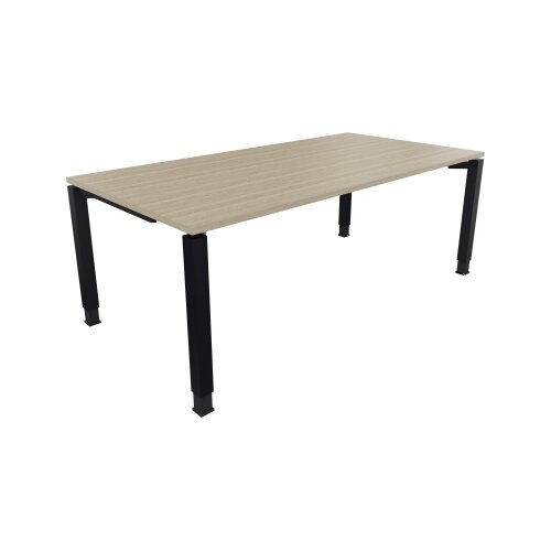 Schreibtisch all in one 2.000 x 680-820 x 1.000 mm (B x H x T) Vierfuß Quadratrohr eiche natur