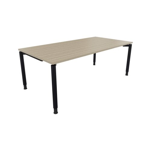 Schreibtisch all in one 2.000 x 680-820 x 1.000 mm (B x H x T) Vierfuß Rundrohr eiche natur