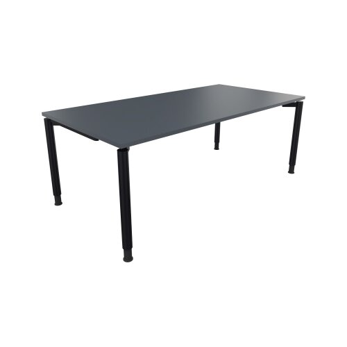 Schreibtisch all in one 2.000 x 680-820 x 1.000 mm (B x H x T) Vierfuß Rundrohr lavagrau