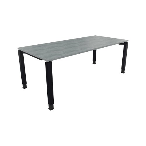 Schreibtisch all in one 2.000 x 680-820 x 900 mm (B x H x T) Vierfuß Quadratrohr beton hell