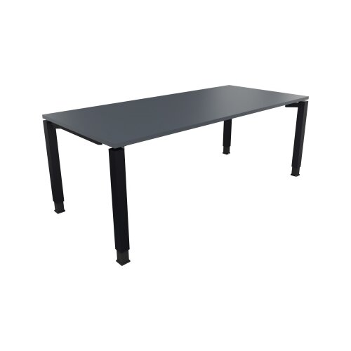 Schreibtisch all in one 2.000 x 680-820 x 900 mm (B x H x T) Vierfuß Quadratrohr lavagrau