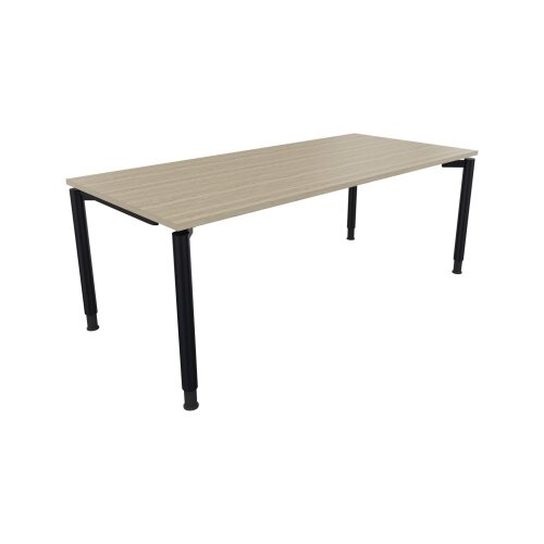 Schreibtisch all in one 2.000 x 680-820 x 900 mm (B x H x T) Vierfuß Rundrohr eiche natur